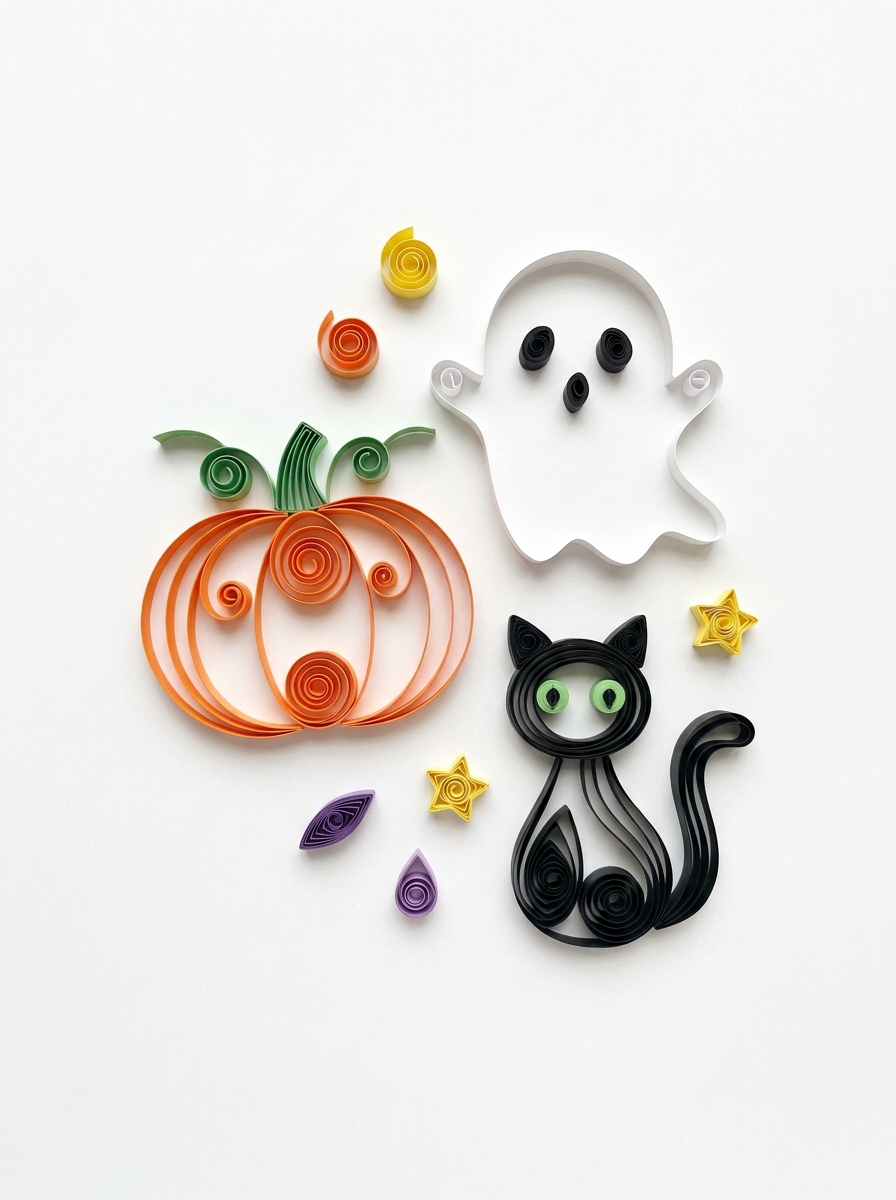Halloween Simple Quilled Art Gallery — Paper Quilling Collection with Cute Spooky Simple Designs Inspiration